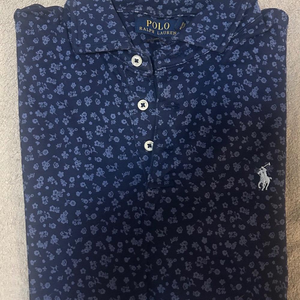 Polo by Ralph Lauren Navy Polo with Light Blue Floral Print